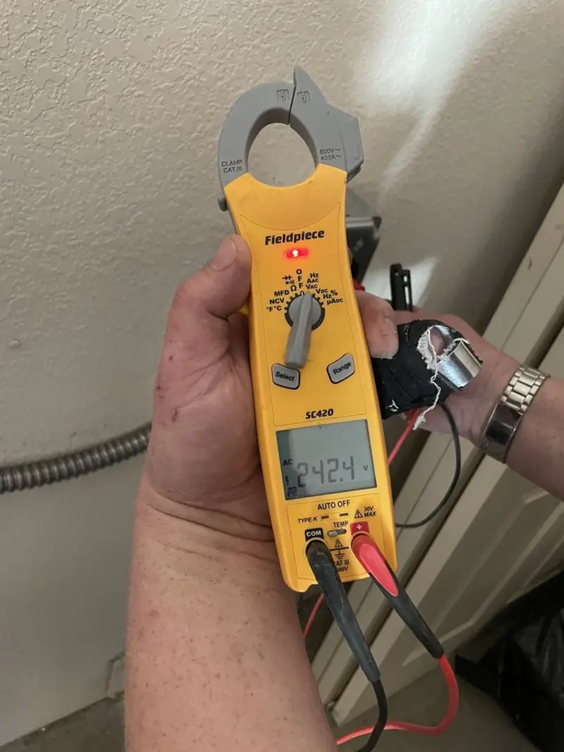 Voltage testing with clamp meter during Electrical Installation Services in Rowland Heights